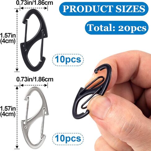 20pcs Anti Theft Zipper Locks, Dual Opening Theft Deterrent Clasps, Zipper Clips Replacement for Backpacks, Luggage, Clothing, Traveling Outdoor Sports- Black and Silver in Saudi Arabia