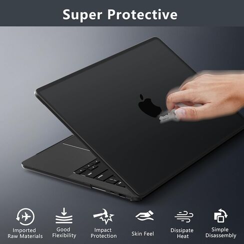 Akit Anti-Cracking Hard Shell Case Compatible with MacBook Pro 14 inch 2025 2024-2021 Release M4 M3 M2 M1 Pro/Max Chip, Anti-Fingerprint Soft TPU Bumper + Screen Protector + Keyboard Cover, Black in Saudi Arabia