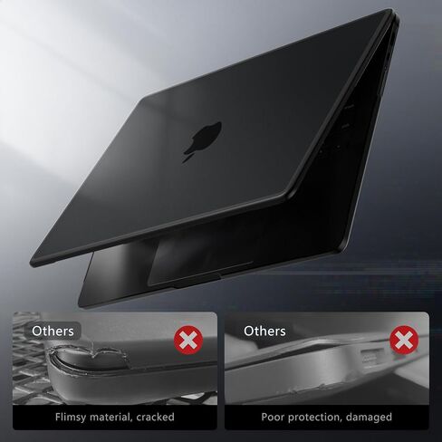 Akit Anti-Cracking Hard Shell Case Compatible with MacBook Pro 14 inch 2025 2024-2021 Release M4 M3 M2 M1 Pro/Max Chip, Anti-Fingerprint Soft TPU Bumper + Screen Protector + Keyboard Cover, Black in Saudi Arabia