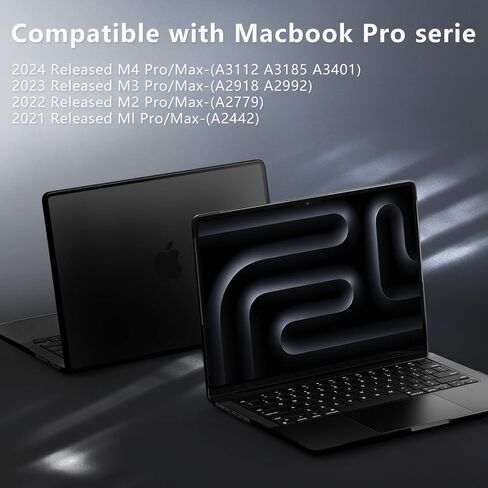 Akit Anti-Cracking Hard Shell Case Compatible with MacBook Pro 14 inch 2025 2024-2021 Release M4 M3 M2 M1 Pro/Max Chip, Anti-Fingerprint Soft TPU Bumper + Screen Protector + Keyboard Cover, Black in Saudi Arabia