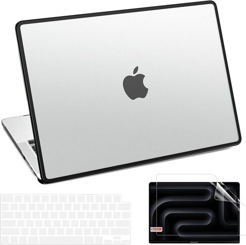 Akit Anti-Cracking Hard Shell Case Compatible with MacBook Pro 14 inch 2025 2024-2021 Release M4 M3 M2 M1 Pro/Max Chip, Anti-Fingerprint Soft TPU Bumper + Screen Protector + Keyboard Cover, Black in Saudi Arabia