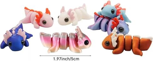 24 Pcs 3D Printed Axolotl Fidget Toy 3D Printed Small Animal Toy Flexible Cute Articulating Pet Stress Relief Fidget Toys forClassroom Rewards & Desk Decor– Fun Party Favors Doll in Saudi Arabia