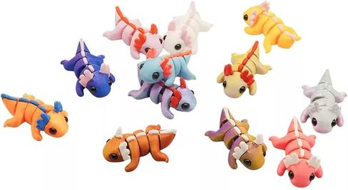 24 Pcs 3D Printed Axolotl Fidget Toy 3D Printed Small Animal Toy Flexible Cute Articulating Pet Stress Relief Fidget Toys forClassroom Rewards & Desk Decor– Fun Party Favors Doll in Saudi Arabia