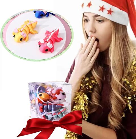 24 Pcs 3D Printed Axolotl Fidget Toy 3D Printed Small Animal Toy Flexible Cute Articulating Pet Stress Relief Fidget Toys forClassroom Rewards & Desk Decor– Fun Party Favors Doll in Saudi Arabia