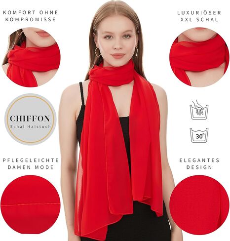 HEIDI Long Soft Sheer Chiffon Scarf for Women Wrap — Shawls and Wraps — Fashion Scarfs in Saudi Arabia