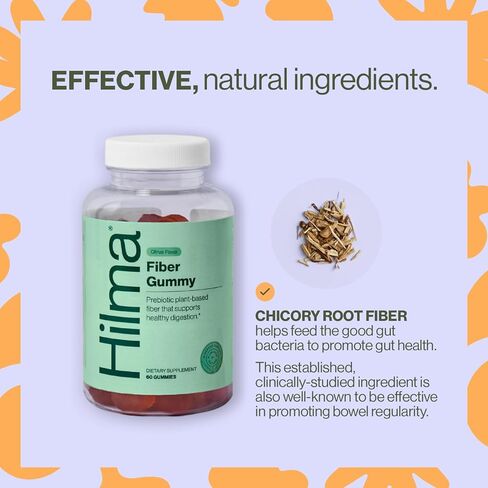 Hilma Prebiotic Fiber Gummies – Daily Fiber Supplement Gummies for Adults – Supports Gut Health & Promotes Regularity – Citrus & Berry Natural Flavor – FSA Eligible, 60 Count in Kuwait
