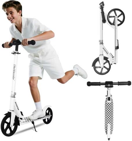 Nattork Scooter for Kids 8-12, Teens and Adults- Adjustable Height Folding Kick Scooter with Large Sturdy Wheels for a Smooth Ride, Lightweight, Anti-Shock Suspension for Boys and Girls in Saudi Arabia