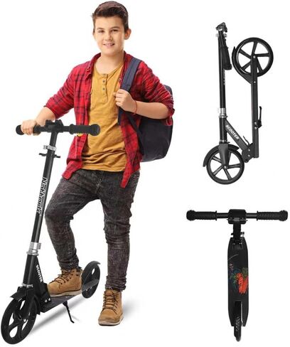 Nattork Scooter for Kids 8-12, Teens and Adults- Adjustable Height Folding Kick Scooter with Large Sturdy Wheels for a Smooth Ride, Lightweight, Anti-Shock Suspension for Boys and Girls in Kuwait