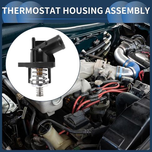 Car Thermostat Inner Engine Coolant Thermostat Housing Assembly No.12674639 for Chevrolet Silverado 1500 2014-2019 Plastic Black Durable in Saudi Arabia