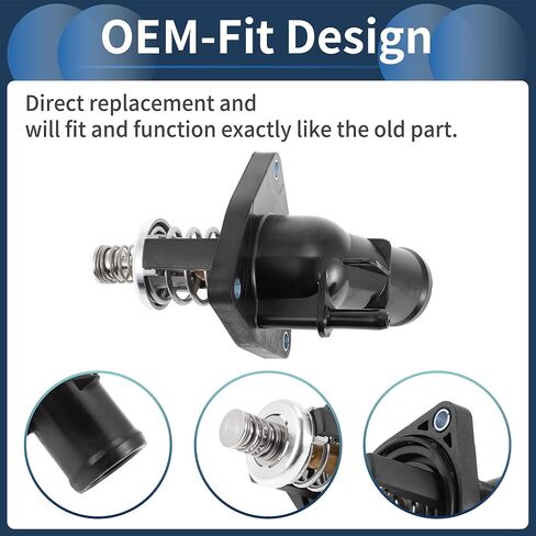 Car Thermostat Inner Engine Coolant Thermostat Housing Assembly No.12674639 for Chevrolet Silverado 1500 2014-2019 Plastic Black Durable in Saudi Arabia