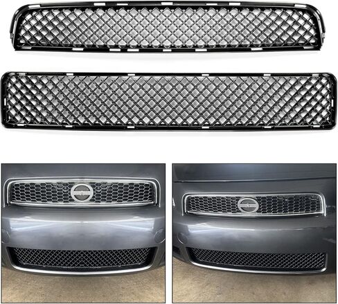 HECASA Front Upper + Lower Grill Compatible with 2005-2010 Scion tC Bumper Cover Mesh Hood Grille Black 2Pcs in Saudi Arabia