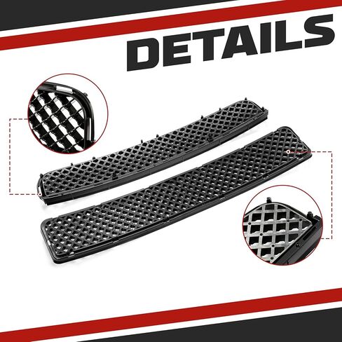 HECASA Front Upper + Lower Grill Compatible with 2005-2010 Scion tC Bumper Cover Mesh Hood Grille Black 2Pcs in Saudi Arabia