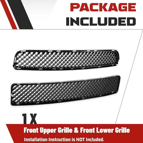 HECASA Front Upper + Lower Grill Compatible with 2005-2010 Scion tC Bumper Cover Mesh Hood Grille Black 2Pcs in Saudi Arabia