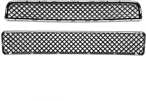 HECASA Front Upper + Lower Grill Compatible with 2005-2010 Scion tC Bumper Cover Mesh Hood Grille Black 2Pcs in Saudi Arabia
