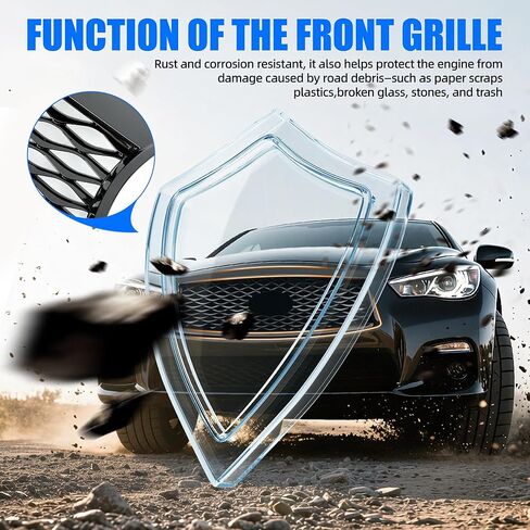 غطاء المصد الأمامي لاستبدال الشواية العلوية لـ 2014-2017 إنفينيتي Q50 مصبغة لامعة باللون الأسود مع فتحة الكاميرا in Kuwait