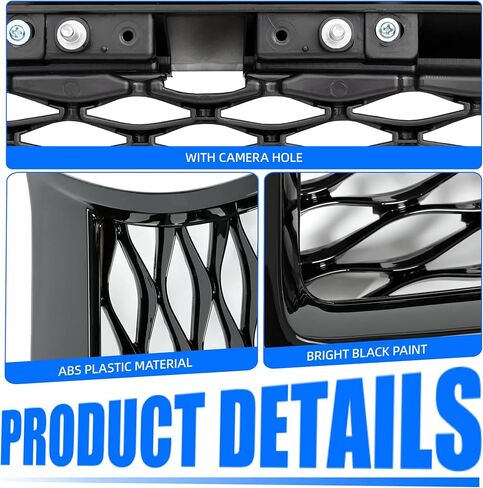 غطاء المصد الأمامي لاستبدال الشواية العلوية لـ 2014-2017 إنفينيتي Q50 مصبغة لامعة باللون الأسود مع فتحة الكاميرا in Kuwait