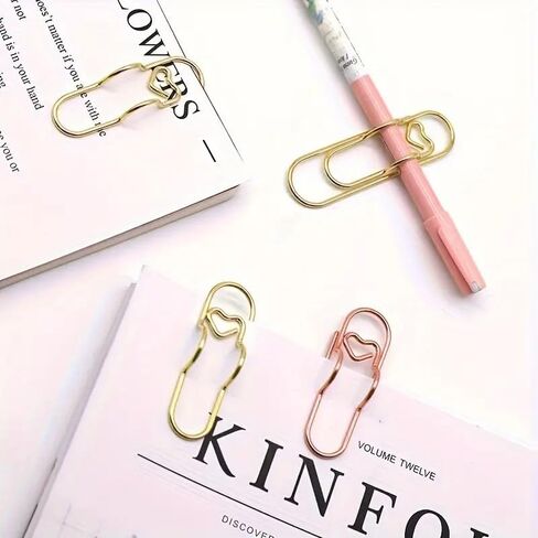 Love Pen Clip, Stainless Steel Multi-Function Metal Clip, Suitable for Daily Office Use, Multi-Color Paper Clips, Portable Fixed Pen Holder & Suspension in Saudi Arabia