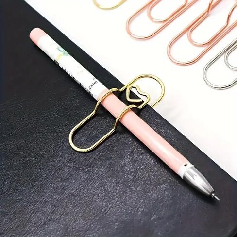 Love Pen Clip, Stainless Steel Multi-Function Metal Clip, Suitable for Daily Office Use, Multi-Color Paper Clips, Portable Fixed Pen Holder & Suspension in Saudi Arabia