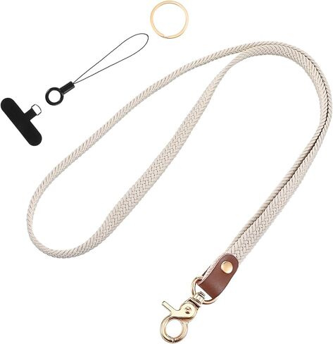 1 Pc Stretchy Lanyards For Teachers, Keychain Lanyards Id Badge Holder, Long Neck Lanyard With Clip For Wallet Phone(Beige) in Saudi Arabia