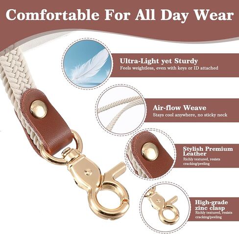 1 Pc Stretchy Lanyards For Teachers, Keychain Lanyards Id Badge Holder, Long Neck Lanyard With Clip For Wallet Phone(Beige) in Saudi Arabia