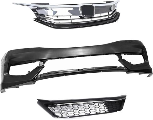 طقم غطاء المصد الأمامي متوافق مع 2016 2017 Honda Accord EX، LX، Sport، Touring Sedan 2.4L 3.5L 2.0L W/الشبكة العلوية والشواية السفلية وأضواء الضباب in Saudi Arabia