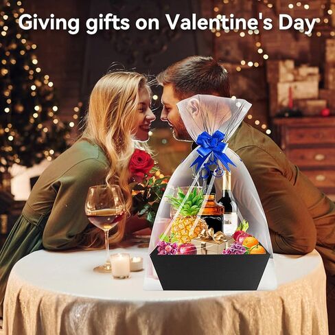 Uzpomel 5Pack Black Baskets for Gifts Empty, 10 x 8.5" Cardboard Gift Basket with Handle, Blank Paper Basket for Thanksgiving,Christmas, Valentine's Day, Easter,Raffle, Party Favor, and Any Occasion in Saudi Arabia