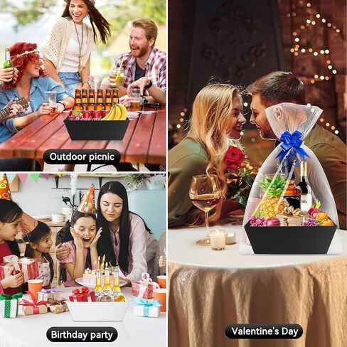 Uzpomel 5Pack Black Baskets for Gifts Empty, 10 x 8.5" Cardboard Gift Basket with Handle, Blank Paper Basket for Thanksgiving,Christmas, Valentine's Day, Easter,Raffle, Party Favor, and Any Occasion in Saudi Arabia
