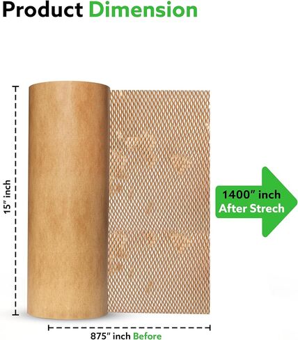 Honeycomb Packing Paper Roll | Eco-Friendly Craft Wrapping Paper for Shipping, Moving Supplies & Gift Wrap | Protective Cushioning Wrap, Expandable Honeycomb Wrap & Paper Mesh Roll - (15" x 875") in Saudi Arabia