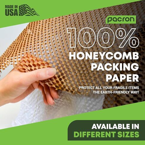Honeycomb Packing Paper Roll | Eco-Friendly Craft Wrapping Paper for Shipping, Moving Supplies & Gift Wrap | Protective Cushioning Wrap, Expandable Honeycomb Wrap & Paper Mesh Roll - (15" x 875") in Saudi Arabia