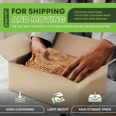 Honeycomb Packing Paper Roll | Eco-Friendly Craft Wrapping Paper for Shipping, Moving Supplies & Gift Wrap | Protective Cushioning Wrap, Expandable Honeycomb Wrap & Paper Mesh Roll - (15" x 875") in Saudi Arabia