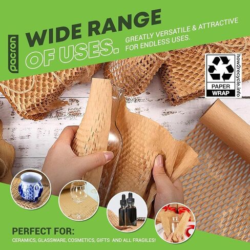 Honeycomb Packing Paper Roll | Eco-Friendly Craft Wrapping Paper for Shipping, Moving Supplies & Gift Wrap | Protective Cushioning Wrap, Expandable Honeycomb Wrap & Paper Mesh Roll - (15" x 875") in Saudi Arabia