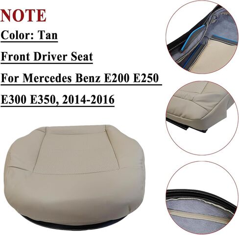 NLQR Front Driver and Passenger Bottom Replacement Perforated Seat Covers Tan Microfiber Leather Compatible with Mercedes Benz E200 E250 E300 E350 2014-2016 in Saudi Arabia