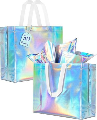 Lzerking Gift Bags with Handles 30 Pack 13x5x11in（Includes Tissue Paper） Colorful Reusable Gift Bags for Parties, Birthdays, Weddings, Holidays in Saudi Arabia