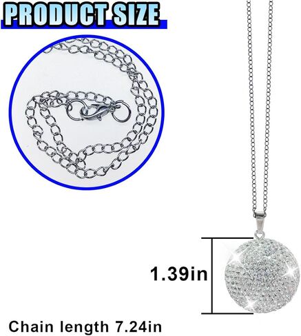 Bling Crystal Ball Car Rearview Mirror Pendant- Lucky Rhinestone Ornament Car Rear View Mirror Charm- Sparkly Diamond Decoration Auto Interior Hanging Accessories for Women (White Ball) in Saudi Arabia