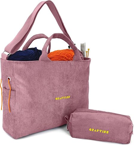 CRAFTISS Crochet Bag Yarn Storage - Christmas Gift - Durable Corduroy Yarn Bag for Crochet Accessories - Organizer with Knitting Accessories Case (Green) in Saudi Arabia
