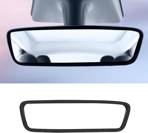 إطار واقي مرآة الرؤية الخلفية للسيارة، غطاء حماية حافة الرؤية الخلفية من السيليكون متوافق مع الطراز 3 موديل Y، زخرفة إطار الرؤية الخلفية الداخلية، ملحقات السيارة (أبيض) in Kuwait