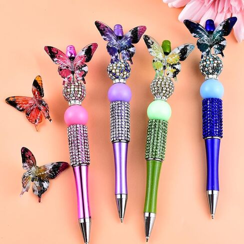 30pcs Acrylic Butterfly Beads for Pens Fancy Focal Beads for Beadable Pens Beadable Keychains Making in Saudi Arabia