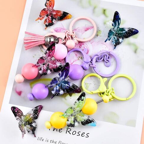 30pcs Acrylic Butterfly Beads for Pens Fancy Focal Beads for Beadable Pens Beadable Keychains Making in Saudi Arabia