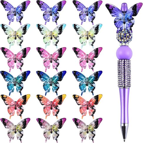 30pcs Acrylic Butterfly Beads for Pens Fancy Focal Beads for Beadable Pens Beadable Keychains Making in Saudi Arabia