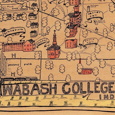 Wabash College | Crawfordsville Indiana Campus Guide circa 1876 | Vintage Wall Decor Art Print | 24 x 32 inches in Saudi Arabia