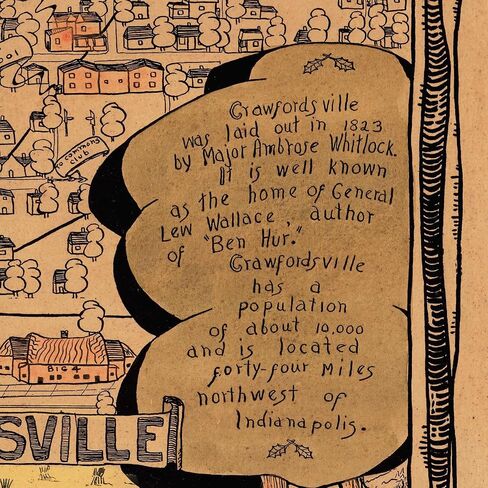 Wabash College | Crawfordsville Indiana Campus Guide circa 1876 | Vintage Wall Decor Art Print | 24 x 32 inches in Saudi Arabia