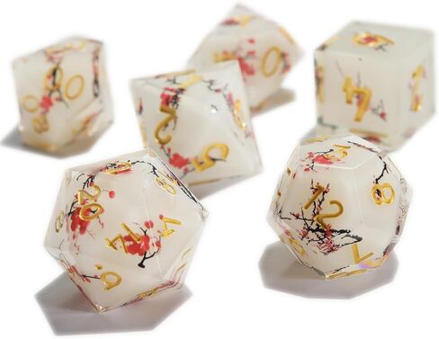 DND Dice Set 7 PCS Resin Dungeons and Dragons Dice with Plum/Cherry/Flower Blossom for Tabletop Games, Gift with Box for D&D, RPG, MTG (Polyhedral) in Saudi Arabia