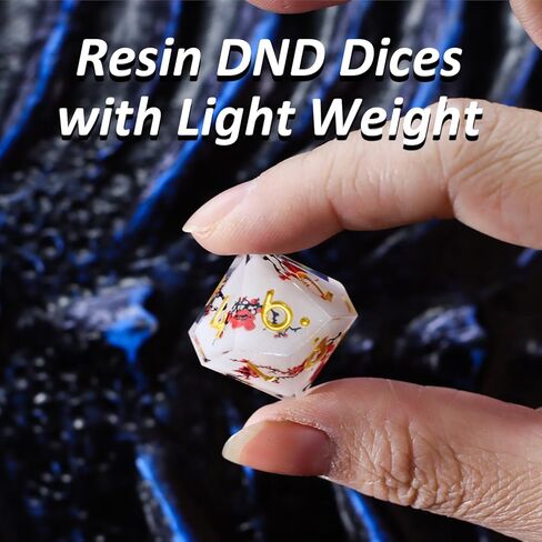 DND Dice Set 7 PCS Resin Dungeons and Dragons Dice with Plum/Cherry/Flower Blossom for Tabletop Games, Gift with Box for D&D, RPG, MTG (Polyhedral) in Saudi Arabia