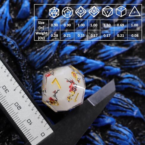 DND Dice Set 7 PCS Resin Dungeons and Dragons Dice with Plum/Cherry/Flower Blossom for Tabletop Games, Gift with Box for D&D, RPG, MTG (Polyhedral) in Saudi Arabia