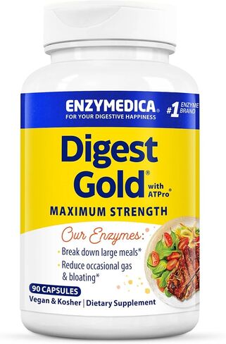 Enzymedica Digest Gold + ATPro, Maximum Strength Enzyme Formula, Prevents Bloating and Gas, 14 Key Enzymes Including Amylase, Protease, Lipase and Lactase, 180 Capsules (FFP) in Kuwait