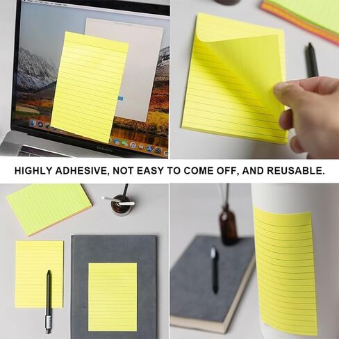 200pcs Sticky Notes 6 x 4 inch, Post it Notes with Lines, Easy to Post, Colorful Large Rectangular Post its for Office, Home, School, Meeting, Notebook in Saudi Arabia