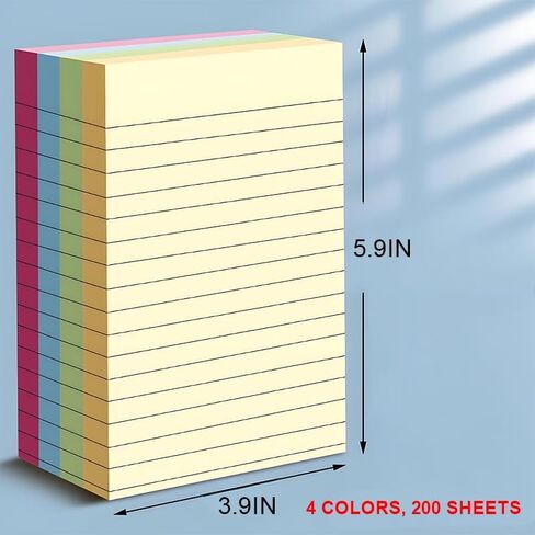 200pcs Sticky Notes 6 x 4 inch, Post it Notes with Lines, Easy to Post, Colorful Large Rectangular Post its for Office, Home, School, Meeting, Notebook in Saudi Arabia