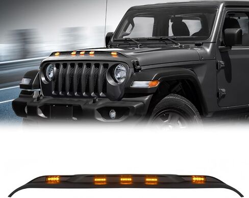 Front roof Spoiler Suitable Compatible with 2018-2024 JL Jeep Wrangler, Easy to Install with Amber LED Lights in Saudi Arabia