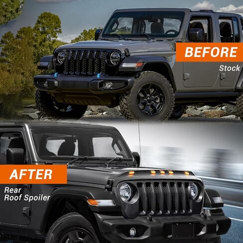 Front roof Spoiler Suitable Compatible with 2018-2024 JL Jeep Wrangler, Easy to Install with Amber LED Lights in Saudi Arabia