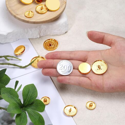 Gold Button 24 PCS Gold Dress Buttons Metal Flat Button Round Shaped Sewing Replacement Buttons for Suit Coat Shirt Jackets Craft Blazers Coat Alloy Shank Craft for Men Women 10mm 15mm 20mm 25mm in Saudi Arabia